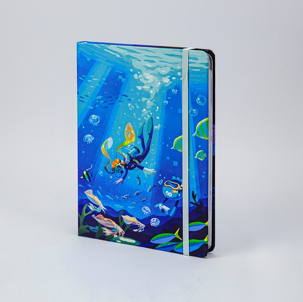 สมุดโน๊ตเข้าเล่มแบบม้วนพร้อมการพิมพ์แถบยางยืด